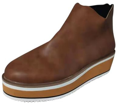 Generico Stivali Country Line Dance Donna Stivaletti Donna Stivali Solidi Laterali alla con Zeppa e Tacco con Cerniera da Donna Stivali da Donna con Plateau Camperos Stivali Donna Stivali (Brown, 36)