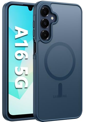 FNTCASE for Samsung Galaxy A16-5G Case: Galaxy A16-4G Case Magnetic Matte Textured Military Grade Drop Protection Translucent Cell Phone Cover - Slim Rugged Durable Cases- 6.7 inches(Sapphire Blue)