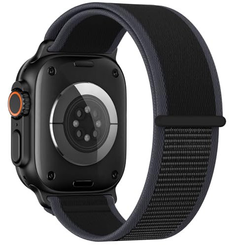 Trail Loop Nylon Band Compatible with Apple Watch Ultra 2/Ultra Band 49mm 46mm 45mm 44mm 42mm Men Women,Braided Sport Strap for iWatch Bands Series SE 10 9 8 7 6,Orig. Black