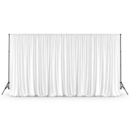 Trimming Shop 3x6m White Spandex Backdrop Photography Background | Smooth Pleated Drapes with Rod Pocket, Washable Photography Backdrop for Weddings, Parties, Events & Stage Décor