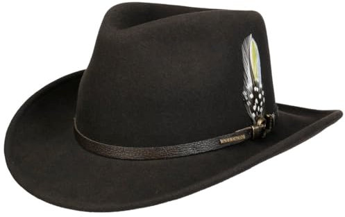 Stetson VitaFelt Cowboyhut - Westernhut - Wollhut - Hut Made in USA - Handmade - Wasserabweisend - Knautschbar Dunkelbraun L (58-59 cm)