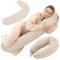 Stillkissen XXL Musselin Seitenschläferkissen Schwangerschaftskissen Lagerungskissen - Baumwolle Pregnancy Pillow Erwachsene - 190 cm Beige
