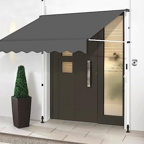 Baldacchino da esterno con manovella regolabile in altezza tenda autoportante per patio, giardino, balcone, riparo dal sole per porta tenda da parete per protezione UV