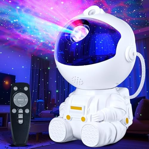 TOCVEOE Proyector de Estrellas Galaxy Astronauta con 8 Modos, 360° Rotación, Control Remoto y Temporizador, Luz Nocturna Infantil para Habitación - Regalo Original Niños/Niñas