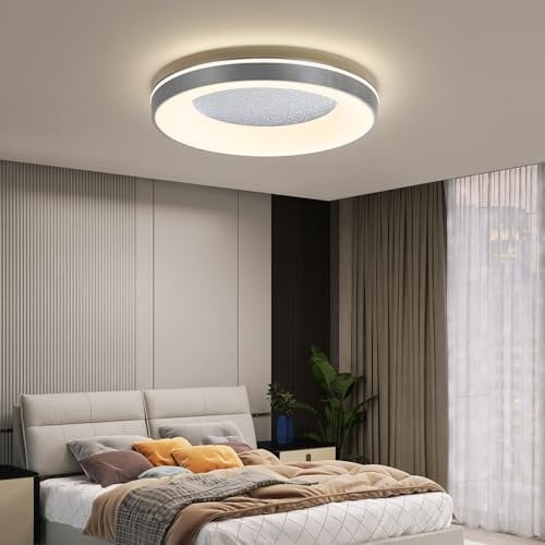 Mikeru LED Ring Deckenleuchte, 50cm Graue Deckenleuchte Wohnzimmer 3000K/4500K/6500K Nicht Dimmbare Deckenleuchten Badezimmer Lampe Decke Fernbedienung Nicht Enthalten für Küche, Konferenzraum