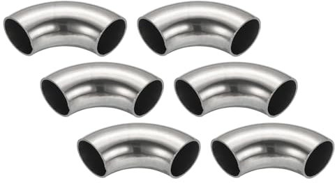 PATIKIL 6 Stück Edelstahl Rohrbogen 90 Grad Bogen, 28mm OD Stahl Auspuffbogen Auspuffrohrverbinder Edelstahlbogen 304 Edelstahl Rohr für Auspuffrohr Treppengeländer Auto HVAC