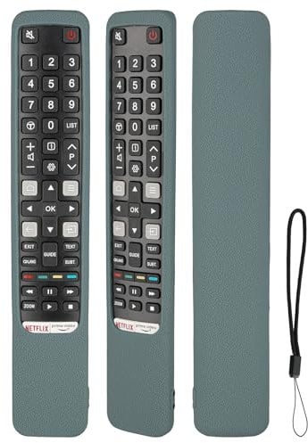 Silicone Remote Control Case Compatible with TCL RC802NU YUI1 RC802N YUI1 TV Remote Control Protective Cover Shockproof with a Lanyard (Grey)