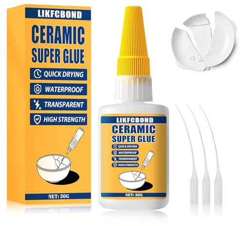 LIKFCBOND Colla per Ceramica, Super Forte Ceramica Adhesive, Adesivo per Riparare e Incollare Porcellana, Marmo, Piastrelle e Artigianato, Adesivo Ceramico Forte, 1 Pezzi, 30g
