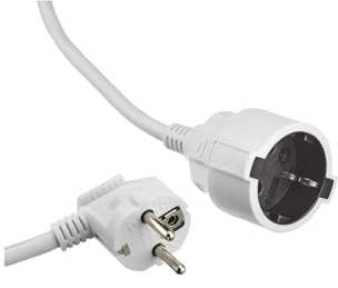 Verlängerungskabel, weiß, 4 m, Stecker H05VV-F 3G1,5 mm², 3680 W, 250 V, 16 A, für Zuhause und Büro