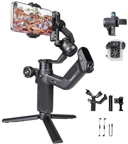FeiyuTech Scorp Mini 3 Stabilizzatore Gimbal per iPhone Android a 3 assi con Tracciamento AI Incorporato, Carico Utile di 2KG, Ventola di Raffreddamento e Design Dell'impugnatura, Touch Screen