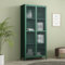 [en.casa] Vitrinenschrank Säkylä Bücherschrank mit 4 Ablagen 180 x 80 x 35 cm Küchenschrank mit 2 Türen Mehrzweckschrank Vitrine Metallschrank Tannengrün
