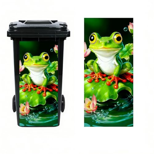 Vesvory Frosch-Mülltonnen-Aufkleber, Motiv: Tiere, blickend, für den Außenbereich, Abfalleimer, Abfalleimer, Garten, Terrasse, Dekoration (Frosch Peeking)