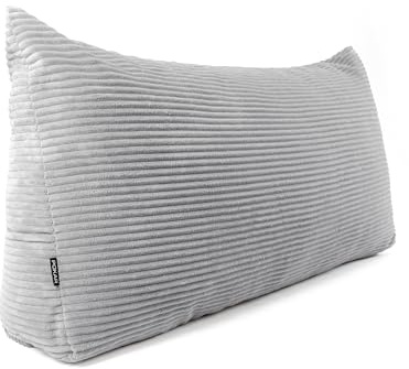 POKAR Wedge Pillow 70x40x20 cm | Reading Pillow with Back Support for Sofa and Bed | Large Backrest Cushion with Side Pockets | Headboard Triangular Cushion | Oeko Tex 100 Certified | Grey