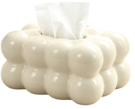 Zuckerwatte Box für Taschentücher - 20 x 13.5 x 8.7 cm Keramik Tücherbox in Wolkenform, Taschentuchbox Bubble, Tücherbox Taschentuch Boxen, Praktische Tissue Box für Wohnzimmer Schlafzimmer Badezimmer