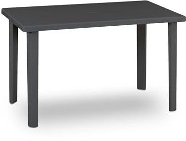 Domo Mea Bica Tavolo Marshall da Esterno, Grafite, Polipropilene, 120x70x72 cm, Finitura Lucida, Rettangolare