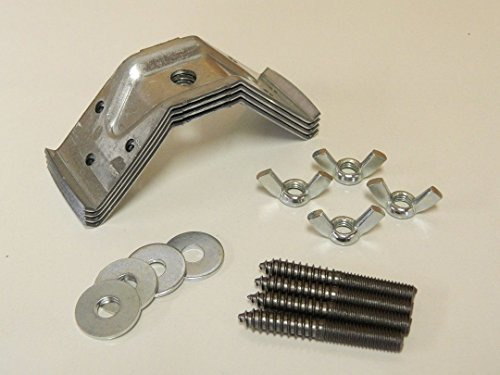 Set of 4 Corner Braces Brackets for Table Legs Furniture. Includes Bolts, Wing Nuts, Washers and Screws