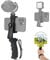 Ergonomic Anti-falling Cell Phone Vlogging Hand Grip Stabilizer Smartphone Holder Rig Mount Video Kit w/Safety Strap Portable Selfie Stick for iPhone Samsung (Landscape+Portrait)-Mic/Light Adaptable