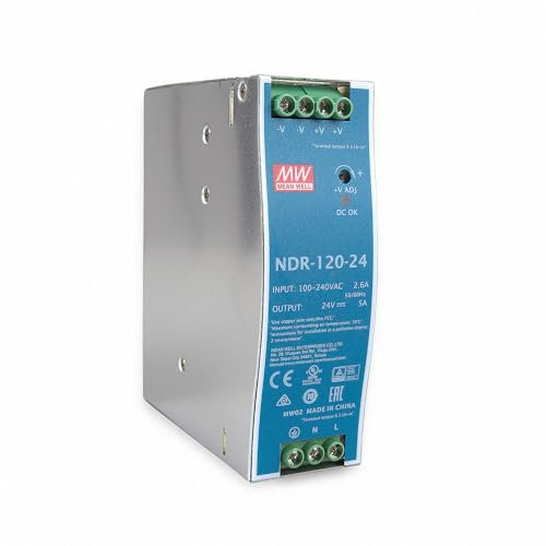 MeanWell NDR-120-24 - Fuente de alimentación (120 W, 24 V, 5 A, DIN-Rail)