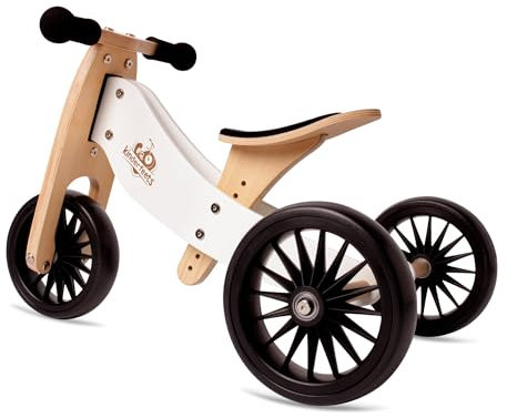 Kinderfeets 2-in-1 Holz Balance Fahrrad Dreirad Tiny Tots Plus - Weiß