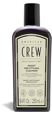 AMERICAN CREW – Boost Pre-Styling Shampoo, 250 ml, Volumenshampoo für Männer, veganes Haarshampoo für feines, dünnes oder plattes Haar, Pre-Haarstyling für mehr Volumen & Fülle