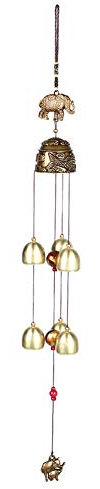 KSTE Feng Shui Glocke, Windspiele - Vintage Blätter Elephant Auspicious Hanging Ornament, viel Glück Feng Shui Bronze Farbe Glocken, Windspiele China Home Decor (Farbe : Elephant)