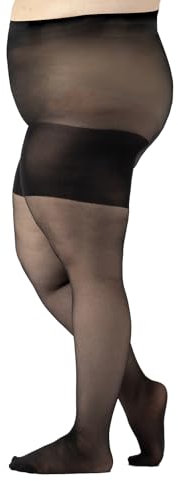 CALZITALY Collant Voile Curvy pour Grandes Tailles | Noir, Naturel| L, XL, 2XL, 3XL, 4XL | 20 DEN | Made in Italy (2XL, Noir)