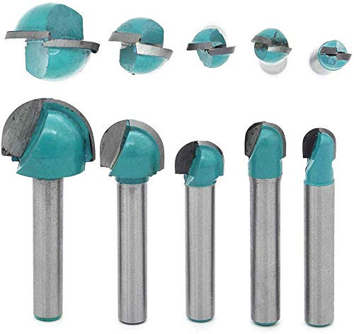 DingGreat 5 pezzi 6mm Shank, punta tonda, fresa per fresa per lavorazione del legno, Carpenter rotonda naso Cove core Box Router Bit Cutter taglio Strumento