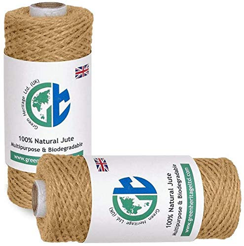 GHL 656 Feet / 200 mtrs - 180gms 2 Ply Jute Twine Natural Garden Twine Sisal String for Floristry, Gifts, DIY Arts & Crafts, Decoration and Recycling Hessian Rope