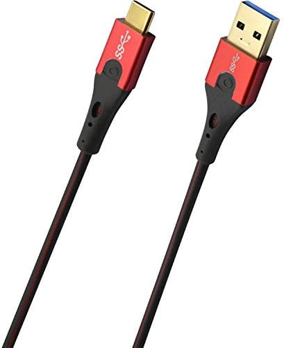 Oehlbach USB-Evolution C3 - hochwertiges 3.0 USB-A auf 3.1 USB-C Lade-und Datenkabel - schwarz/rot - 2m