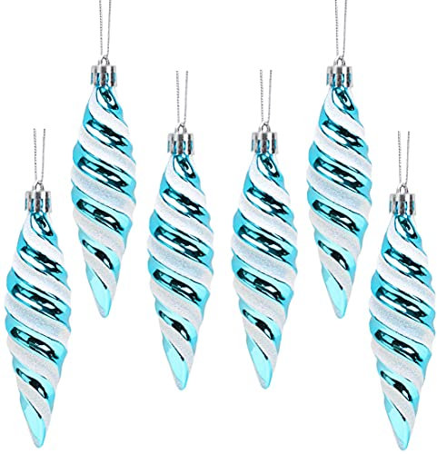 Christmas Concepts® Confezione da 6 - Palline grandi a forma di spirale da 110 mm - Decorate con brillantini e glitter - Decorazioni per l'albero di Natale