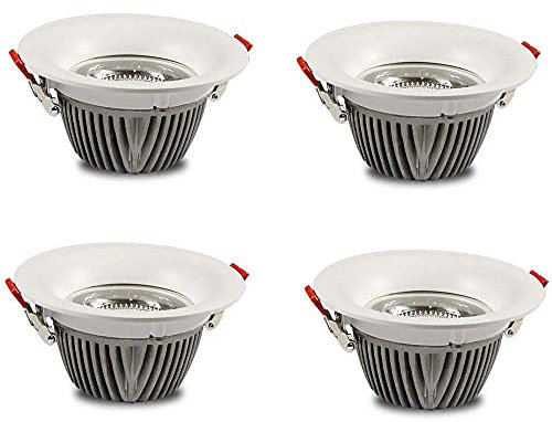 SDUYTEG Paquete De 4 Accesorios De Iluminación LED para Techo De Bajo Consumo De Energía Downlights De Aluminio Latas De Luces Adecuadas para Pasillo De Invitados, Cocina, Oficina