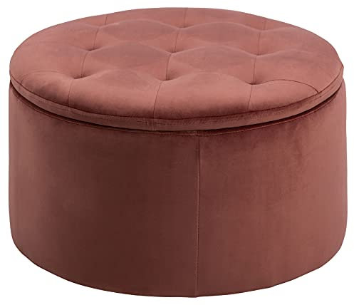 AC Design Furniture Rocco runde Ottomane, H: 35 x B: 60 x T: 60 cm, Ø: 60 cm, Koralle, Stoff, 1 Stk.