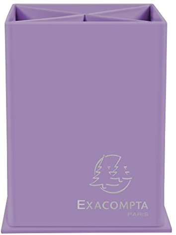 Exacompta - Réf. 67864D - 1 Pot à crayons carré de 4 compartiments permettant de ranger ses outils par typologie/usage en carton Aquarel - Dimensions 85x85x110 mm - Couleur Mauve