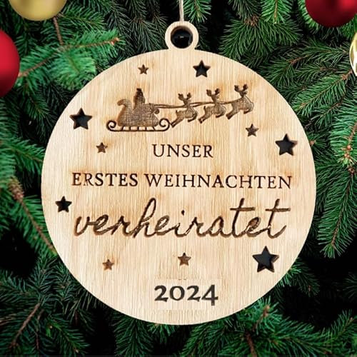 Unser Erstes Weihnachtenals Verheiratet Christbaumschmuck Weihnachtsdeko aus Holz Weihnachtsbaum Deko Weihnachtsdekoration Ornament Weihnachtsbaumschmuck Holz