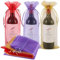 LATRAT 30 sacchetti per vino in organza, 37,5 x 15 cm, sacchetto regalo con coulisse, per feste di compleanno, festival, decorazioni, rosso rosa, rosso, oro, No