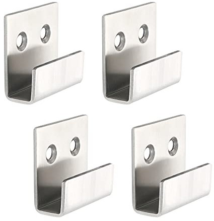 Sayayo Stainless Steel Picture Rail Hooks Picture Hanging Mirror Clips Mirror Fixings Hanging Kits Heavy Duty Ceramic Tile Display Bracket, Brushed Nickel Finish, 4 PCS (10MM Inside Width)