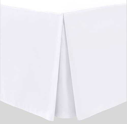 Linen Home Volant-Bettlaken mit Plissee, Bettumrandung für Doppelbett, Volant, Mikrofaser, weich, gebürstet, pflegeleicht, bügelfrei (Doppelbett, Weiß)