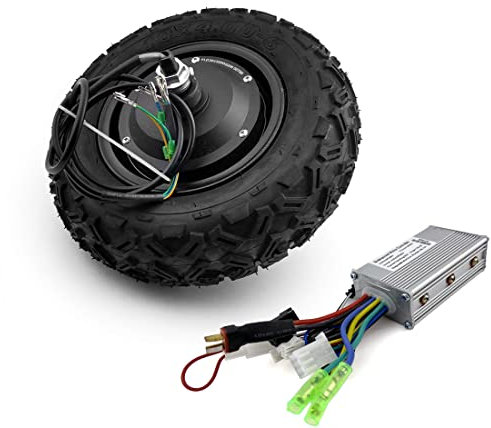 L-faster Ruota pneumatica da 25,4 cm, 350 W, motore elettrico brushless con ruote senza camera d'aria per fuoristrada ad alta torsione per carriola e bici (36 V 350 W)