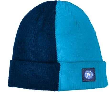 Wintermütze für Herren, kompatibel mit Napoli, offizielles Fußball-Modell, Strickmütze, zweifarbig, Blau/Hellblau, Zucotto