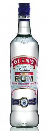 Ron Blanco Glen's 100 cl Alcohol 37,5% - Ron ideal para cócteles en el práctico formato de 1 litro - Ron Blanco