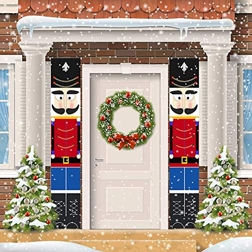 Christmas Nutcracker Banner, Nutcracker Christmas Banner, Christmas Decoration, Outdoor Banner, Nutcracker Soldier Model Christmas Porch Sign for Front Door, Porch, Children's Party, Garden