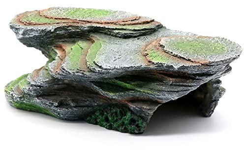 Reptile Resting Terrace Tortoise Climbing Platform Shale Scape Step Ledge, Reptile Cave Hideout Leopard Gecko Accessories Decorations, Great for Reptiles, Amphibians, Bearded Dragons, Lizard, Frogs