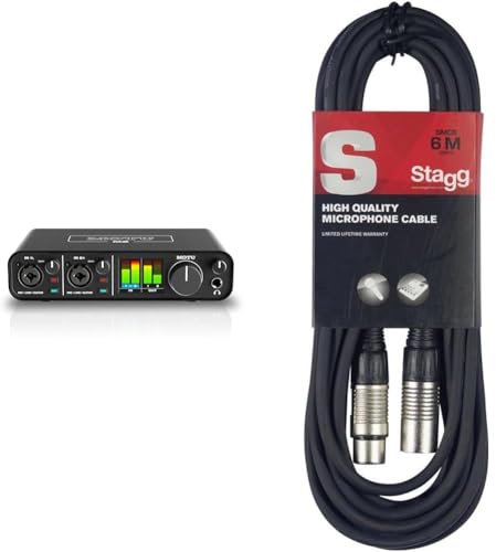 MOTU M2 - Interface audio USB & Stagg Câble microphone de haute qualité XLR vers prise XLR, 6 m, noir