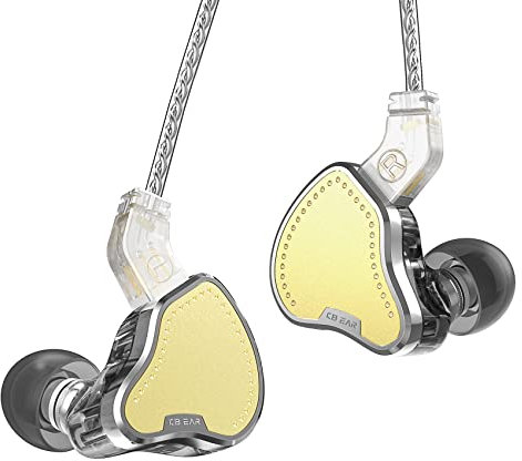 YINYOO kbear kb2208 Wired Earbuds New Upgraded 2BA 1DD Hybrid Drivers Metal in-Ear Earphones Headphones Ergonomic fit Design for Music Video Calling (Golden, wtihout mic)