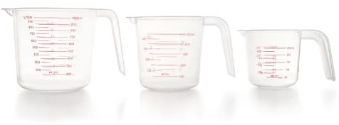 Lacor - 67130 - Set 3 Jarras Medidoras, Medidas de 250, 500 y 1000ml, medidas en ml, Tazas y Onzas, Apilables, Frabicadas en Polipropileno, Libre de BPA, Apto para el Lavavajillas