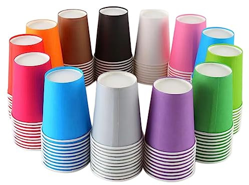 Handgefertigte Kinder-Papierbecher/Papierbecher/Party-Papierbecher/Eisbecher, farbenfroh, für Partys, Versammlungen, Spiele, Basteln und mehr geeignet (Farben mischen 100 Stück)