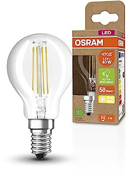 Osram SUPERSTAR+ CLASSIC P FIL 40 LED-Lampe, E14, Miniballform, 2,5W, 470lm, 2700K, warmweißes Licht, LED-Filament-Technologie, sehr geringer Energieverbrauch, Energieeffizienzklasse B