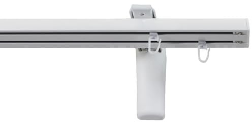Garesa Gardinenschiene Flächenvorhangschiene Smart, 2-läufig, Weiß I Alu Vorhangschiene inkl. Gleiter I Wandmontage I Auch für schwere Vorhänge I 100cm