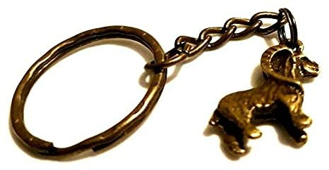 Silver Knight Bronze Tone Steel Ram Keyring Aries Goat Sheep Bag Charm Star Signs Keyring in a Gift Bag