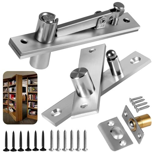 Murphy - Cerniere per porte, sistema di cerniere invisibili, con chiusura a sfera, per porte in legno resistenti fino a 90,7 kg, libreria nascosta e segreta, libreria Murphy (2)